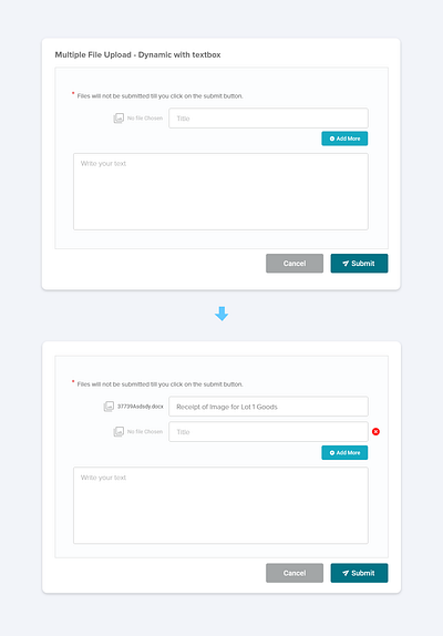 Multi File+Comment Uploader file upload ux