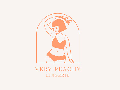 Very Peachy Lingerie branding design delicate feminine logo illustration lingerie logo design romantic woman illustration