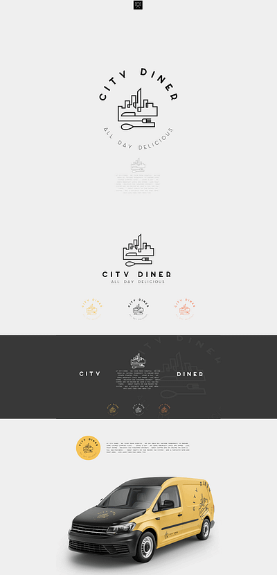 City Diner restaurant logo design logo minimal minimalist logo outline restaurant logo simple logo