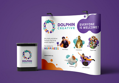 Dolphin Creative Trade Booth adobe illustrator adobe photoshop banner booth branded collage colorful corporate graphic design outdoor advertising print retouch trade show