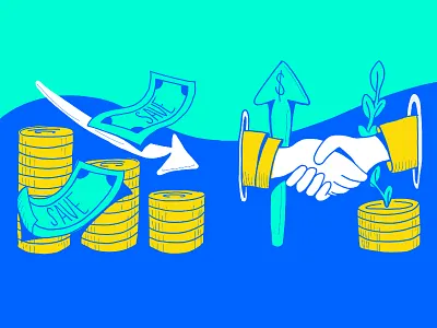 Paid Social Carousel Illustrations bank bold branding chart coins colorful comic design drawing finance fresco hand drawn illustration money mortgage procreate rates save service texture