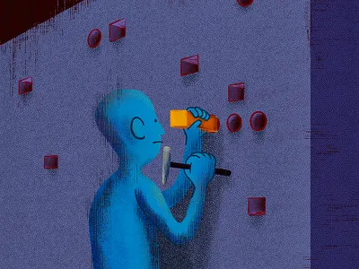 Square Peg Round Hole illustration painting procreate