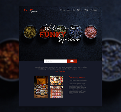 Funky spices landing page landing page design landingpage navbar spices ui