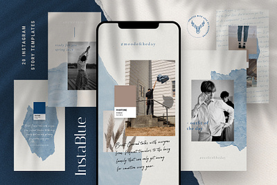 #InstaBlue - Minimal Instagram Stories classic blue color of the year creative creative market creativemarket elegant instagram instagram pack instagram stories instagram stories pack instagram stories template instagram story instagram story template instagram template instagram templates pantone blue social media social pack wedding