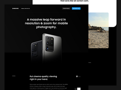 Samsung Galaxy S20 Ultra - Landing Page clean dark galaxy landing page s20 samsung ui ux web