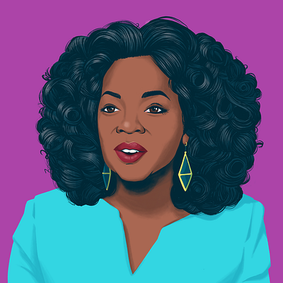 Oprah Winfrey african american celebrity digital drawing editorial illustration hair illustration portrait talk show tv woman