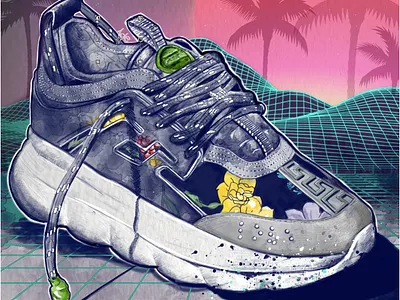Versace Sneakers illustration branding design drawing illustration illustrator photoshop sneaker streetwear versace watercolor