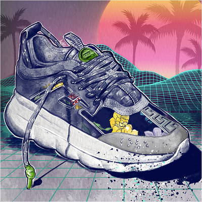 Versace Sneakers illustration branding design drawing illustration illustrator photoshop sneaker streetwear versace watercolor