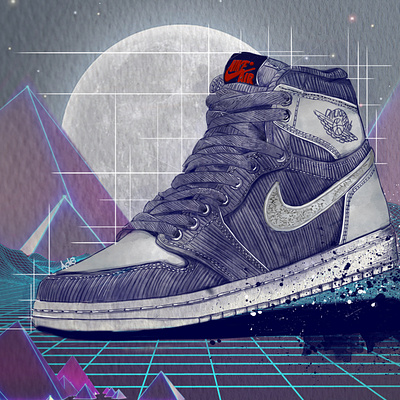 Jordan 1 branding designs drawing illustration illustrator nike painting photoshop sneaker streetwear watercolor