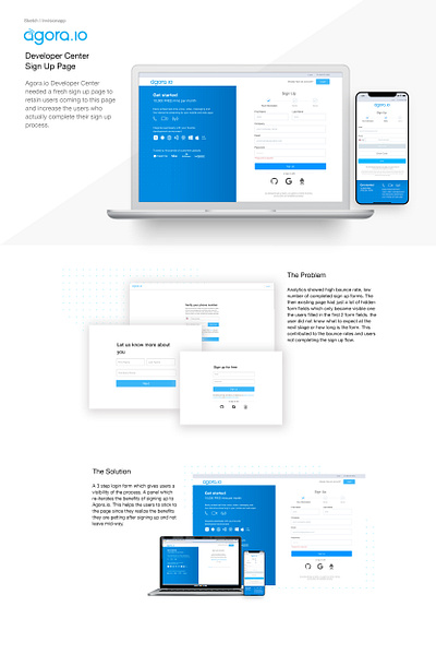 Agora developer center sign up developer photoshop portal sign up sign up form sketch ui design ux design