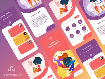 Beauty app concept adobe xd app app design beauty freebie girls mobile app mobile interface pink purple sketch ui ui design wellness women