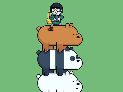 we bare friends art bears best friends cartoon flat flat color illustration vector
