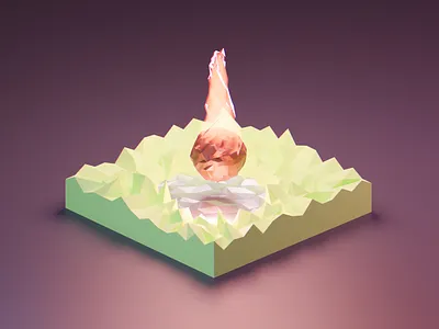 Emissive Fireball 3d art blender illustration isometric