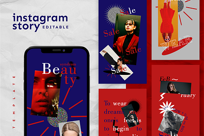 Abstract Instagram Stories Template abstract advertising asymmetric blue boy brand design brutalist fashion girl hype instagramstory minimalist post red story