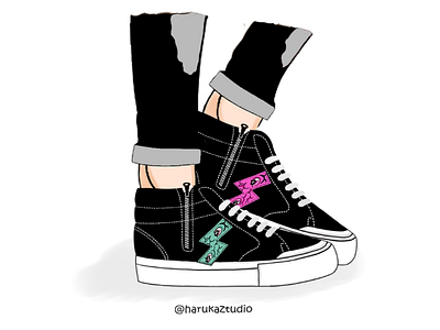 Saintbarkley x Hornycupcakes x Muklay Sneakers branding converse illustration shoe shoes sneaker sneakers vans vector