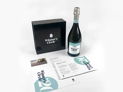 Samsara Winner's Circle 2020 bottle branding champagne circle print samsara teal typography winners