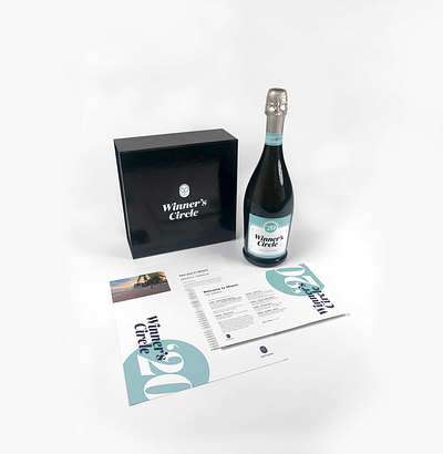 Samsara Winner's Circle 2020 bottle branding champagne circle print samsara teal typography winners