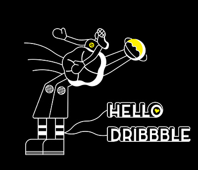 Hello Dribbble ! dark design details flat girl hello dribbble hello dribble illustration minimalistic shot