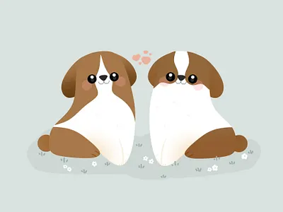 Cute cute cute animal cute art design dog illustration dogs graphic happy illustration kid lover minimal pastel puppies romantic valentine day valentines valentinesday