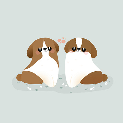 Cute cute cute animal cute art design dog illustration dogs graphic happy illustration kid lover minimal pastel puppies romantic valentine day valentines valentinesday