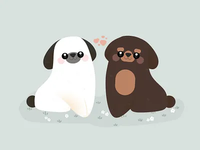 Dogs in love cute design dog illustration dogs graphic happy illustration kid minimal pastel romantic valentine