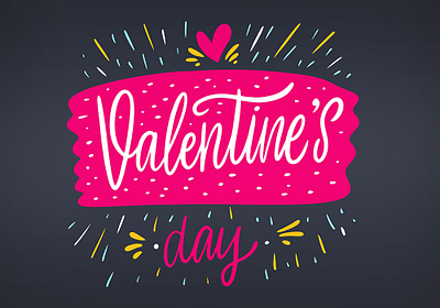 Valentine's Day cartoon cute heart holiday illustration lettering phrase pink sketch typography valentine day vector