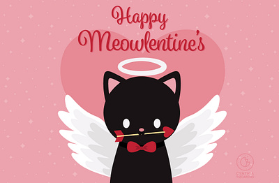 Happy Meowlentines black cat cat character design cupid cat cute cute art february illustration kawaii valentines valentines day vector