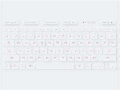 Valentine's Keyboard biznetgio dribbbleweeklywarmup heart keyboard love neumorphic neumorphism skeumorphic ui uidesign valentine valentinesday