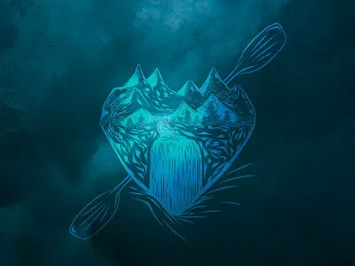 With Pure Love For Kayaking adobe illustrator blue design illustration kayak vector