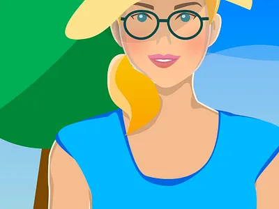 Summer avatar avatar face girl glasses hat illustration light summer summertime