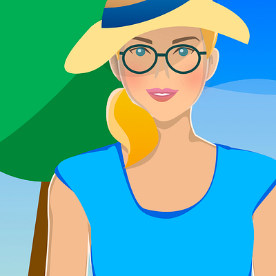 Summer avatar avatar face girl glasses hat illustration light summer summertime