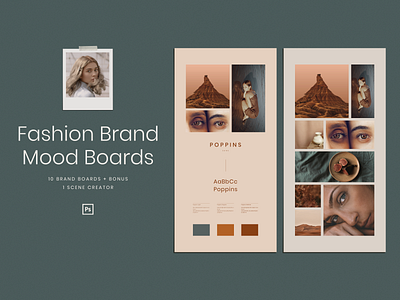 Fashion Brand Mood Boards blue brand brand identity branding branding design business cards clean collage download fashion inspiration layout magazine mood board moodboard portfolio summer template vintage