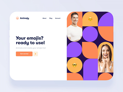 Landing page after effects app clean colorful design emoji emojis grid header interface landing page minimal mobile modern motion motion graphics trendy ui ux web