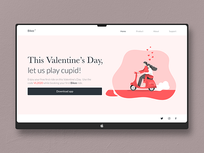 Bikee - Valentine's Day landing page adobexd design design challenge home page landing landing page landingpage manypixels ui valentine day valentines valentines day valentinesday valley website website design