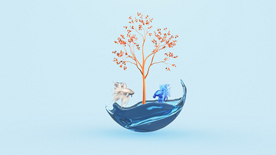 Reflection fish 3d art 3dillustration cinema4d design illustration illustrator object photoshop product design redshift