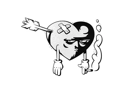 Not again characters heart humor illustration love monochrome valentine valentines day