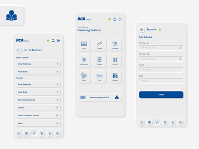m-BCA apps banking blue concept dailyui gray mobilebanking neumorphism uidesign