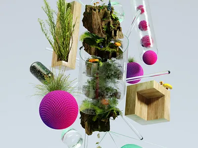 FLORA #2 3d art cgi clean colors crislabno fresh nature octane positive softbodies spring texture vibes wood