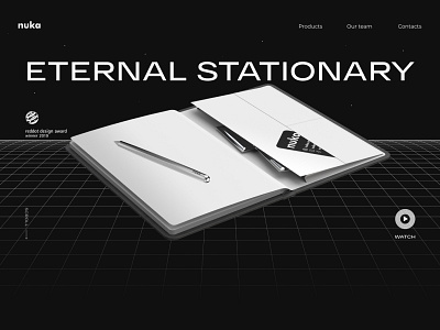 NUKA landing - first screen black design digital landing page monochrome screen space typography ui ui design ux web