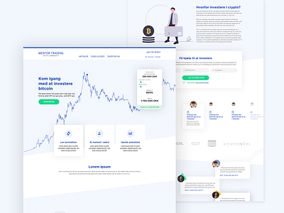 Landing page Mockup for Mentor Trading bitcoin cta design graph landing page sliders ui web