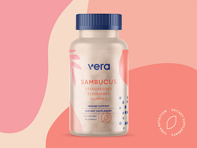 Packaging design for Vera Sambucus brand identity elderberry emblem label logo logotype nutrition organic packaging packaging design pattern pill sambucus supplement supplements