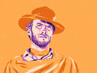 Clint Eastwood - The Good, the Bad and the Ugly art clint eastwood color design illustration movie portrait poster vector