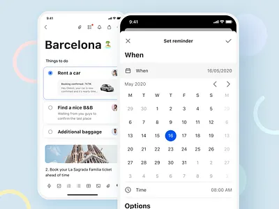 Trip planning application calendar design flat interface ios light minimal notes task todo ui user interface ux