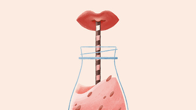 Grandma's Kitchen Frame 01 candyland concept art hipster illustration illustration for motion protein shake red lips schlaraffenland shake straw