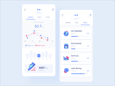 Fitness App app branding design fitness app flat icon illustration redesign shot ui vector weight loss workout app