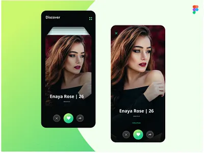 Dating App black branding card design clean clean ui color colors concept creative design dating datingapp design green color profile page typography ui ux