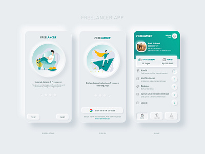 Freelancer App android app clean design clean ui design freelance freelancer ios mobile mobile app mobile design mobile ui neumorphic neumorphism responsive responsive design ui ux