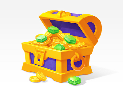 Icons Set art asset bag chest coins cup design emeralds game gems icons illustration prize process safe sketches suitcase treasures trophy winner