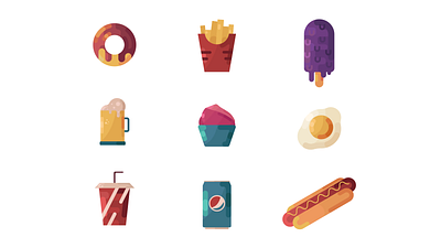 Food icons adobe beer cake cocacola donut egg french fries hotdog icecream icon icons illustration illustrator pepsi sticker vector web webdesign