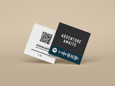 Adventure Awaits - Business Cards adventure adventure awaits awaits brand branding business card card clean design designer experience logo minimal qr spotify ux